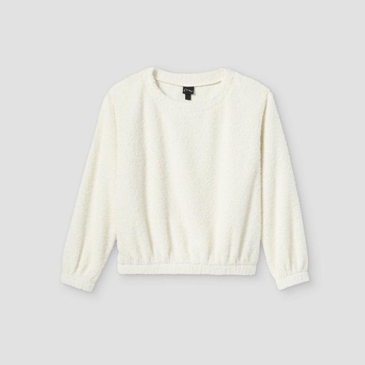 Girls' Cozy Crew Neck Sweatshirt - Art Class Cream