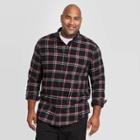 Men's Big & Tall Standard Fit Long Sleeve 1-pocket Flannel Button-down Shirt - Goodfellow & Co Black