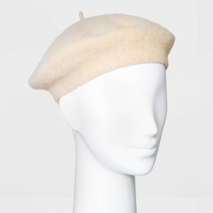 Women's Felt Beret Hat - A New Day Yellow