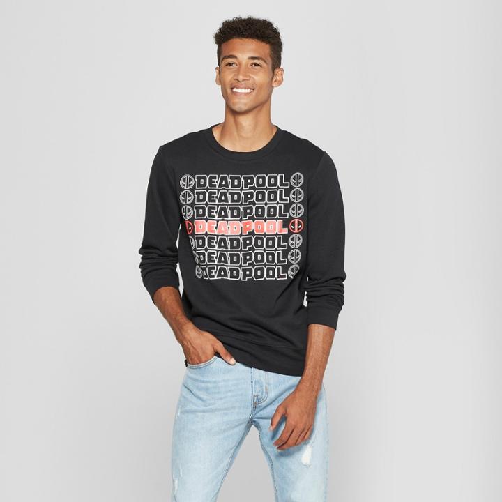 Men's Marvel Deadpool Long Sleeve Sweatshirt - Black