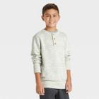 Boys' Thermal Henley Crew Neck Sweater - Cat & Jack Oatmeal/gray