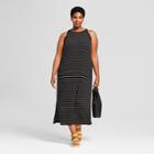 Women's Plus Size Striped Rib Knit Dress - Universal Thread Black