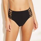 Women's Strappy Knotted High Waist Cheeky Bikini Bottom - Xhilaration Black M,
