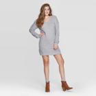 Women's Long Sleeve V-neck Lace-up Sleeve Sweater Mini Dress - Xhilaration Gray
