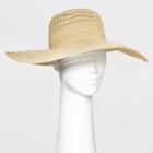 Women's Open Weave Wide Brim Straw Hat - A New Day Natural