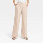 Women's High-rise Wide Leg Pants - A New Day Tan