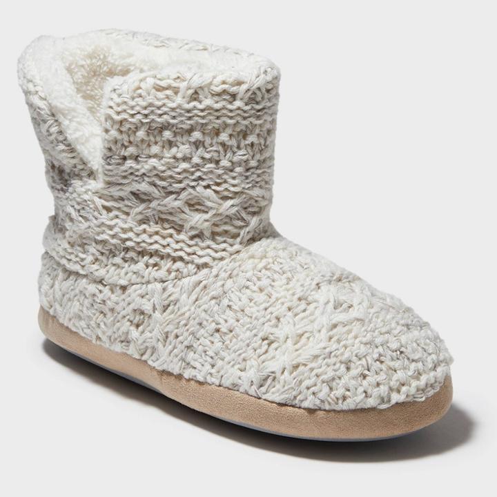 Women's Dluxe By Dearfoams Calandra Bootie Slippers - Oatmeal S(5-6), Size: