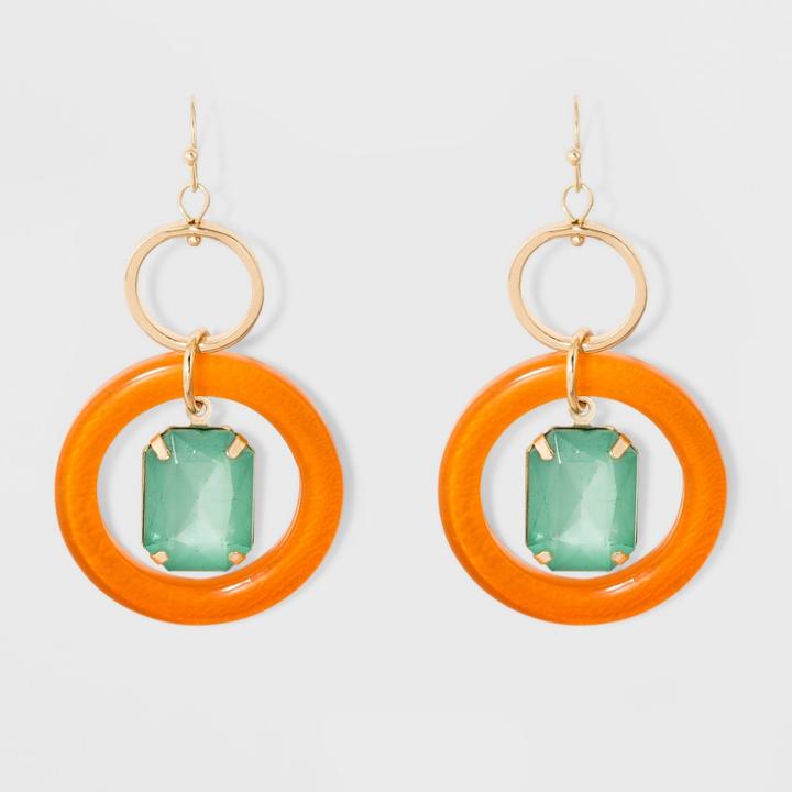 Flat Circles & Stone Fish Hook Earrings - A New Day,