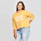 Grayson Threads Women's Happy Mama Plus Size Long Sleeve Cropped Graphic Sweatshirt (juniors') - Yellow