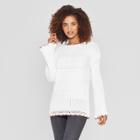 Women's Long Bell Sleeve Crew Neck Pullover - Knox Rose Ivory
