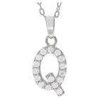 Journee Collection 1/5 Ct. T.w. Round-cut Cz Initial Pave Set Pendant Necklace In Sterling Silver - Silver, Q (18), Girl's, Size: Small, Silver