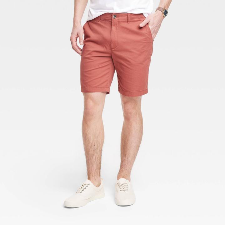 Men's Every Wear 9 Slim Fit Flat Front Chino Shorts - Goodfellow & Co Aubusson Red