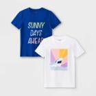 Boys' 2pk Short Sleeve Graphic T-shirt - Cat & Jack Bright Blue/white