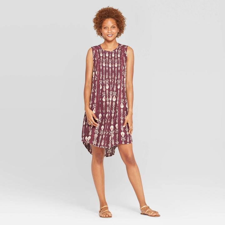 Women's Printed Sleeveless Scoop Neck Dress - Knox Rose Purple