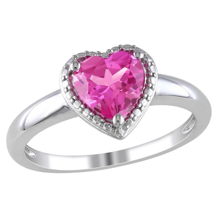 Target 1 1/2 Ct. T.w. Heart Shaped Simulated Pink Sapphire Ring In Sterling Silver
