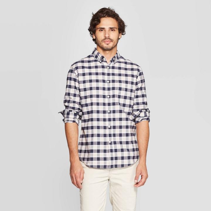 Men's Standard Fit Long Sleeve Whittier Oxford Button-down Shirt - Goodfellow & Co Cream 2xl,