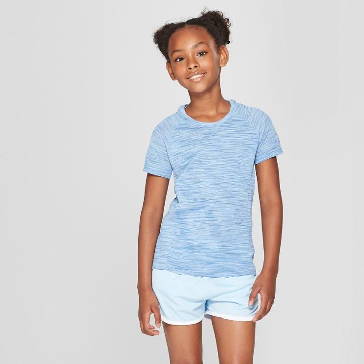 Umbro Girls' Short Sleeve Performance T-shirt - Light Airy Blue Heather