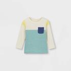 Toddler Boys' Colorblock Knit Long Sleeve T-shirt - Cat & Jack Cream/green