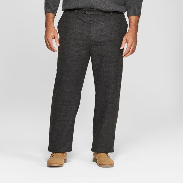 Men's Big & Tall Plaid Solid Straight Fit Lightweight Trouser - Goodfellow & Co Zodiac Night 48x32, Size: