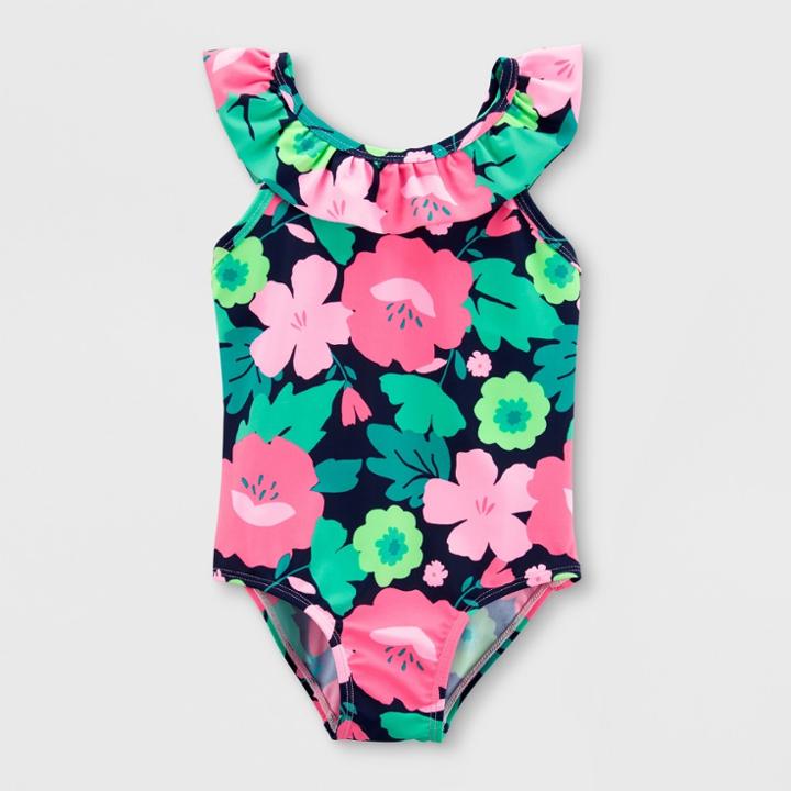 Toddler Girls' Floral One Piece Swimsuit - Just One You Made By Carter's Navy