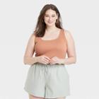 Women's Plus Size Tank Top - A New Day Beige