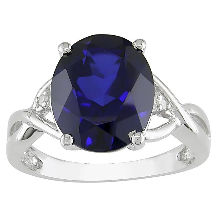 Target Created Blue Sapphire And Diamond Ring In Sterling Silver - Blue/white, Size: 5.0, Blue White