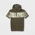 Boys' Tie-dye Short Sleeve Hoodie Sweatshirt - Art Class Green/white