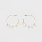 Simulated Pearls On Open Ended Hoop Earrings - A New Day Ivory/gold