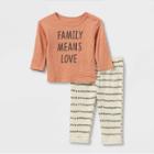 Grayson Collective Baby 2pc 'family Means Love' Graphic Top & Bottom Set - Rust Brown