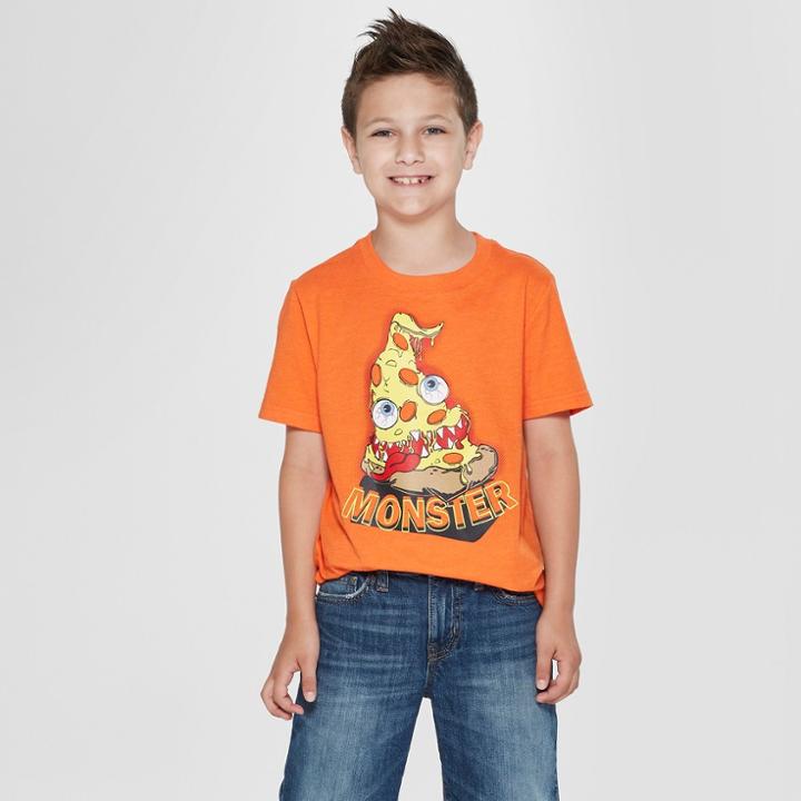 Boys' Short Sleeve Pizza Monster Graphic T-shirt - Cat & Jack Orange