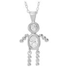 Journee Collection 1/6 Ct. T.w. Oval-cut Cz Bezel Set Birthstone Boy Pendant Necklace In Sterling Silver - Silver