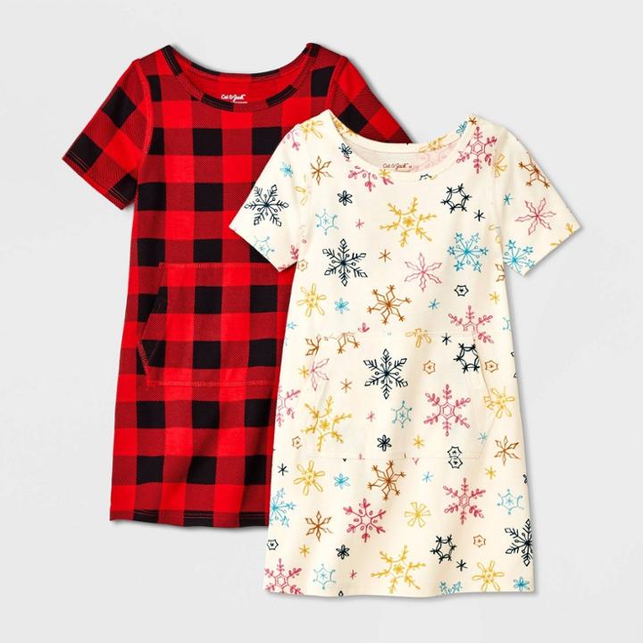 Toddler Girls' Adaptive 2pk Short Sleeve Dress - Cat & Jack Red/cream