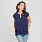 Women's Floral Print Cap Sleeve Top - Universal Thread Navy