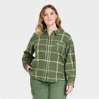 Women's Plus Size Relaxed Fit Long Sleeve Flannel Button-down Shirt - Universal Thread Green Plaid