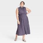 Women's Plus Size Sleeveless Cinched Waist Dress - A New Day Blue
