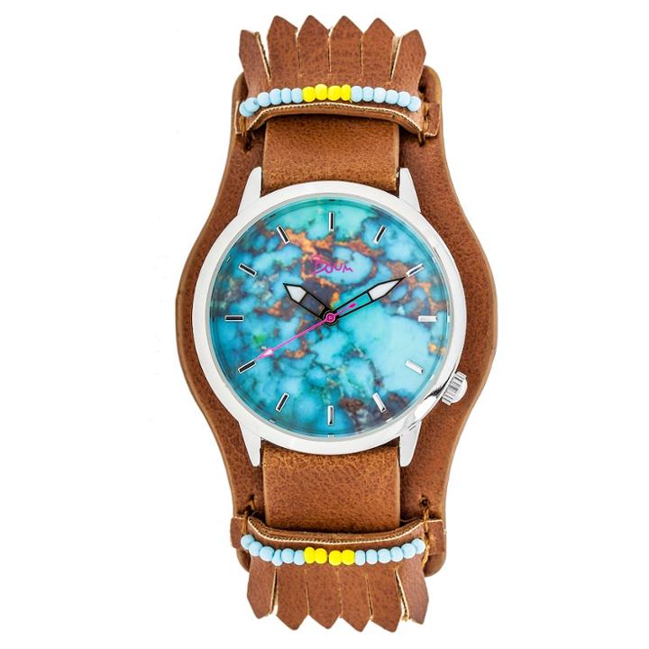 Boum Originaire Ladies Marbelized Dial Leather-band Watch - Brown
