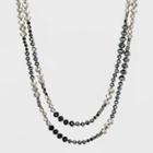 Mixed Faceted Bead Layer Station Necklace - A New Day Black, Women's