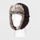 Men's Plaid Faux Fur Canvas Cargo Trapper Hat - Goodfellow & Co Black
