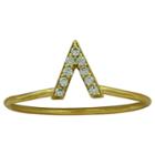 Target Women's Gold Plated Cubic Zirconia Small V Ring-yellow-size