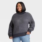 Women's Plus Size Mock Turtleneck Sweater - Ava & Viv Gray X