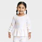 Toddler Girls' Tie-dye Waffle Long Sleeve Top - Cat & Jack White