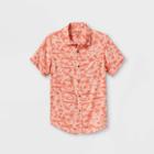 Boys' Adaptive Challis Button-down Short Sleeve Shirt - Cat & Jack Coral Pink/peach