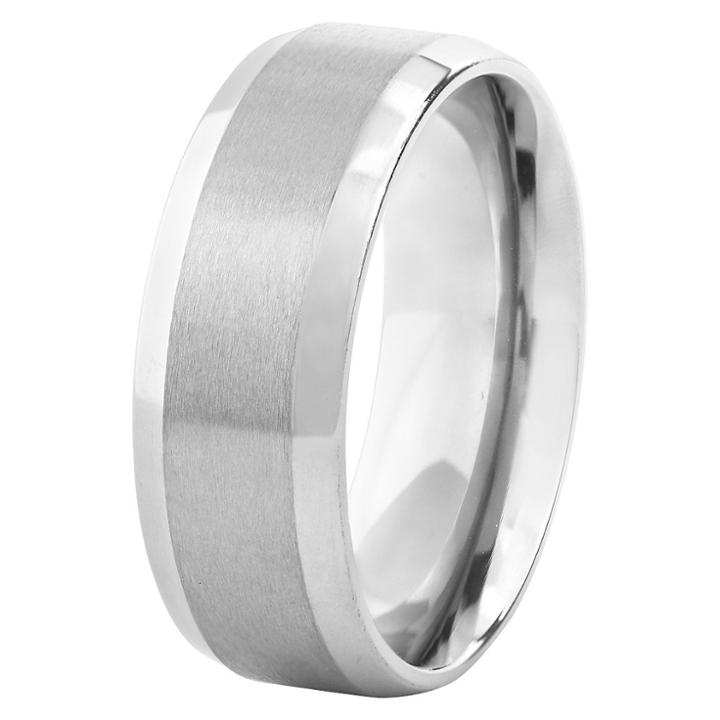 West Coast Jewelry Men's Titanium Beveled Edge Satin Finish Ring,