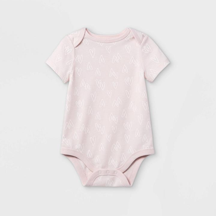 Baby Girls' Heart Short Sleeve Bodysuit - Cat & Jack Pink Newborn