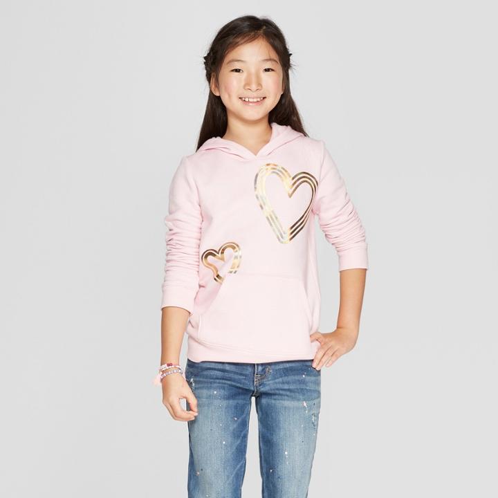 Girls' Fleece Iridescent Hearts Hoodie - Cat & Jack