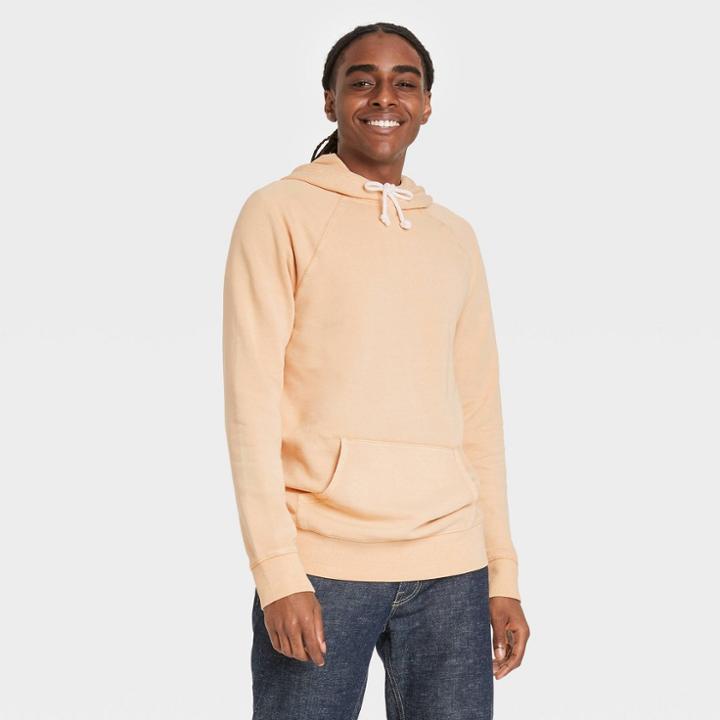 Men's Standard Fit French Terry Hoodie Sweatshirt - Goodfellow & Co Beige