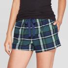 Women's Plaid Perfectly Cozy Flannel Lounge Pajama Shorts - Stars Above Green L, Women's,