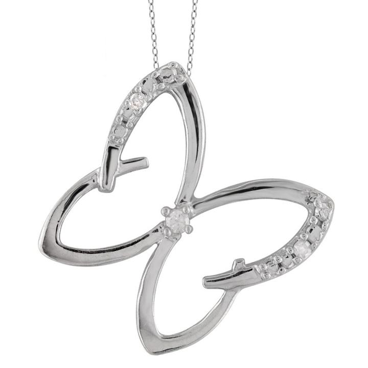 Distributed By Target 120 Ct. T.w. Round-cut White Diamond Prong Set Butterfly Pendant - White