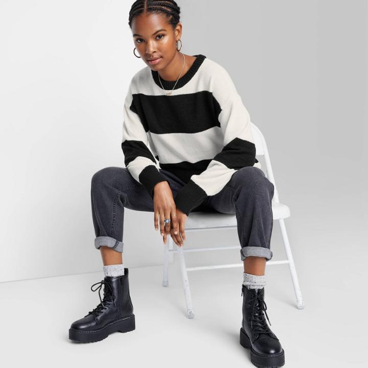 Women's Crewneck Tunic Pullover Sweater - Wild Fable Black