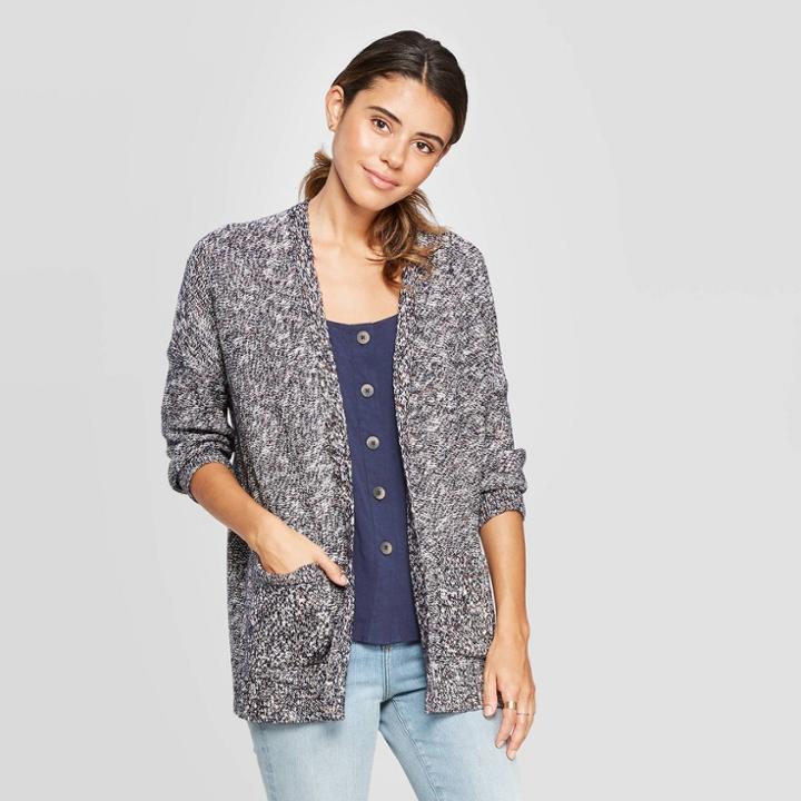 Women's 3/4 Sleeve Kimono Open Layering Cardigan's - Universal Thread Navy (blue)